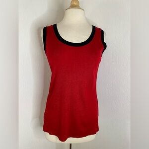 Exclusively Misook Red Tank Top with Black Trim size S